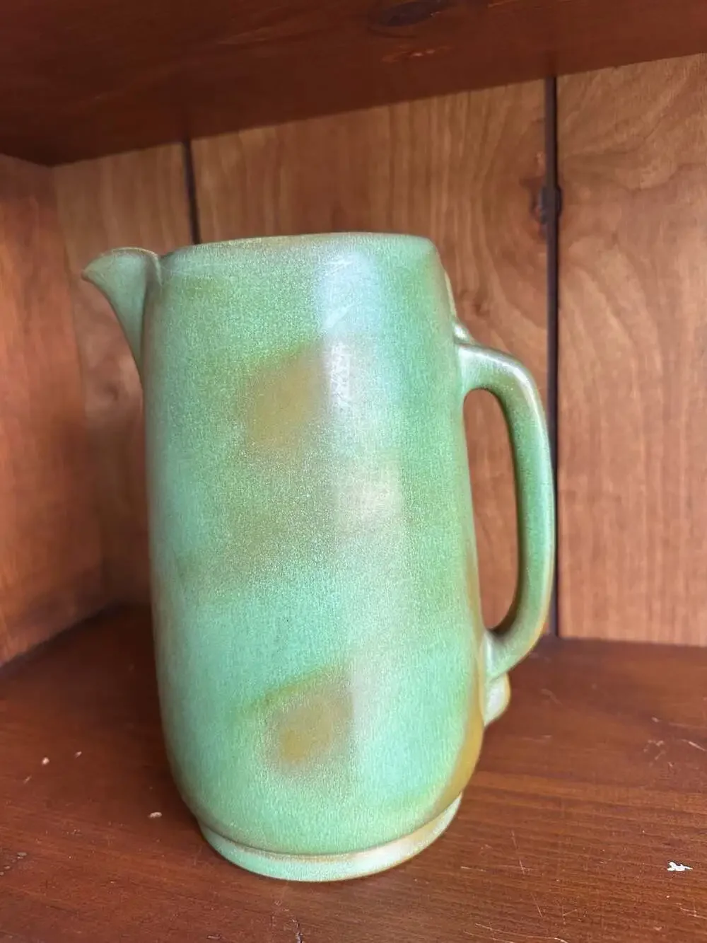 Vintage Frankoma Pottery #80 Green Ceramic Pitcher Vase – Matte Sage Green – USA